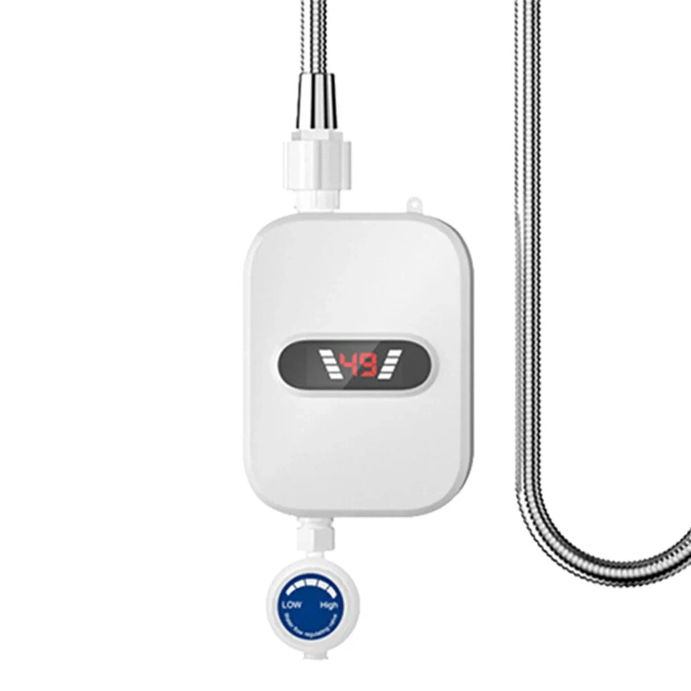 (image for) 3000W/3500W Portable Mini Water Heater 110V/220V Instant Electric Heater IPX4 Waterproof Adjustable Temperature for Shower EU/UK/US Plug